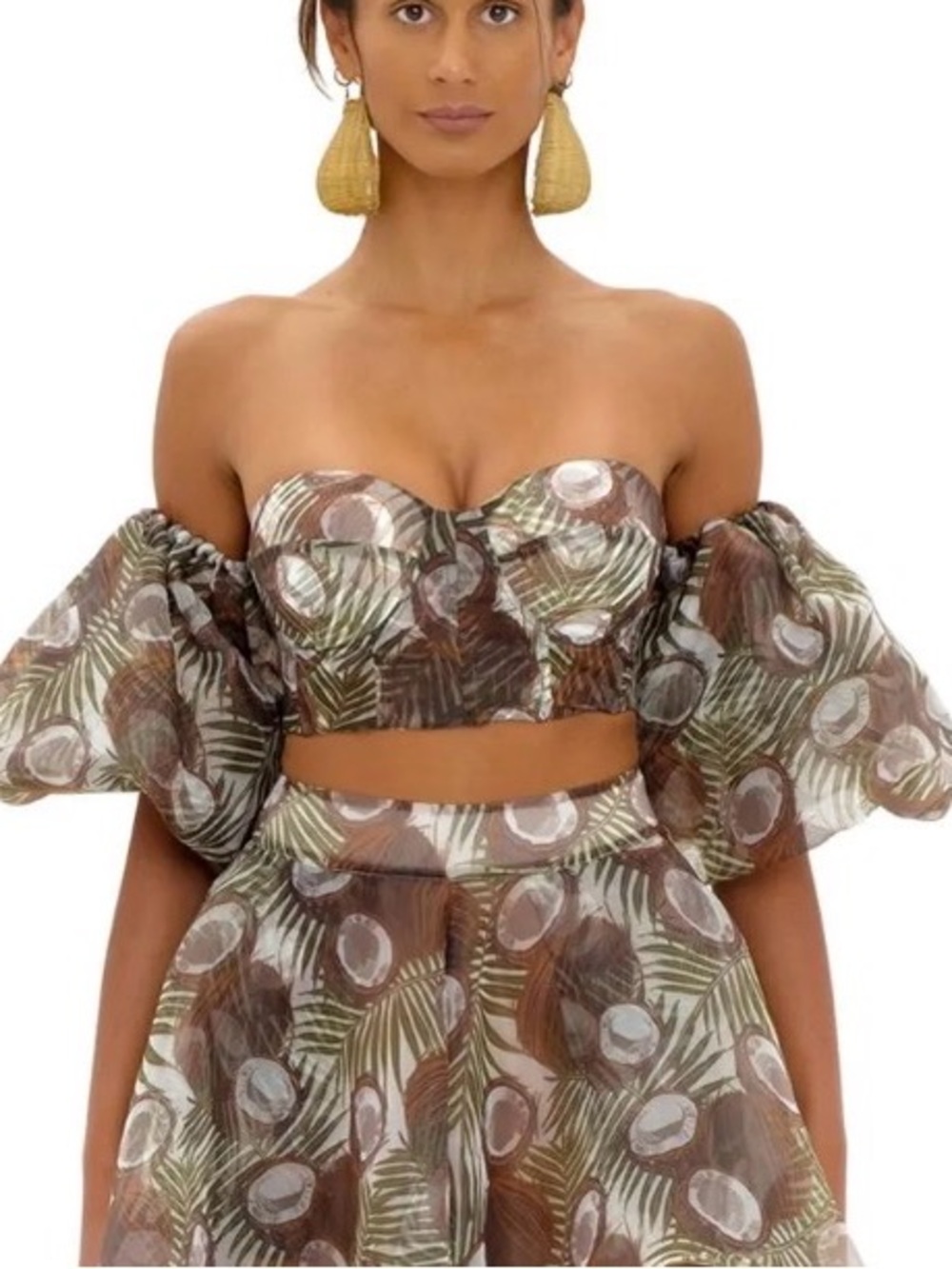 Andrea Iyamah Coconut Print Bustier Top